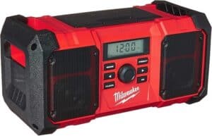 Milwaukee 2890-20 18V Dual Chemistry M18 Jobsite Radio with Shock Absorbing End Caps, USB 2.1A Smartphone Charging, and 3.5mm Aux Jack