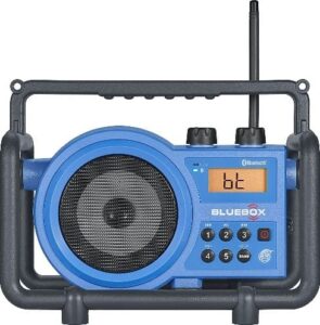 Sangean BB-100 BlueBox AM/FM Ultra-Rugged Digital Receiver with Bluetooth, Blue, 12.4"