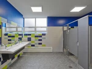 A commercial bathroom remodeled by Souder Brothers Construction