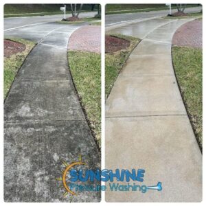 Sidewalk cleaning by Sunshine Pressure Washing